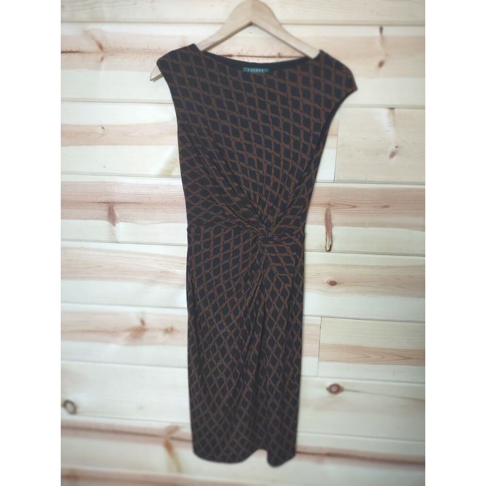 Lauren Ralph Lauren Green Label Sleeveless Belted Dress Brown Women's Size 4